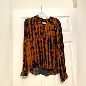 A.L.C silk orange black shirt long sleeve size small size 2